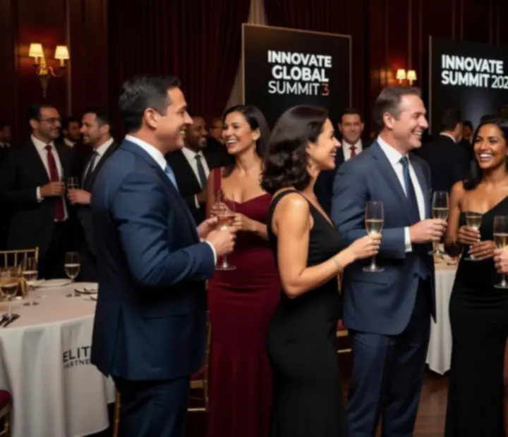 Uroczysta gala korporacyjna z publicznością i sceną podczas przemówienia